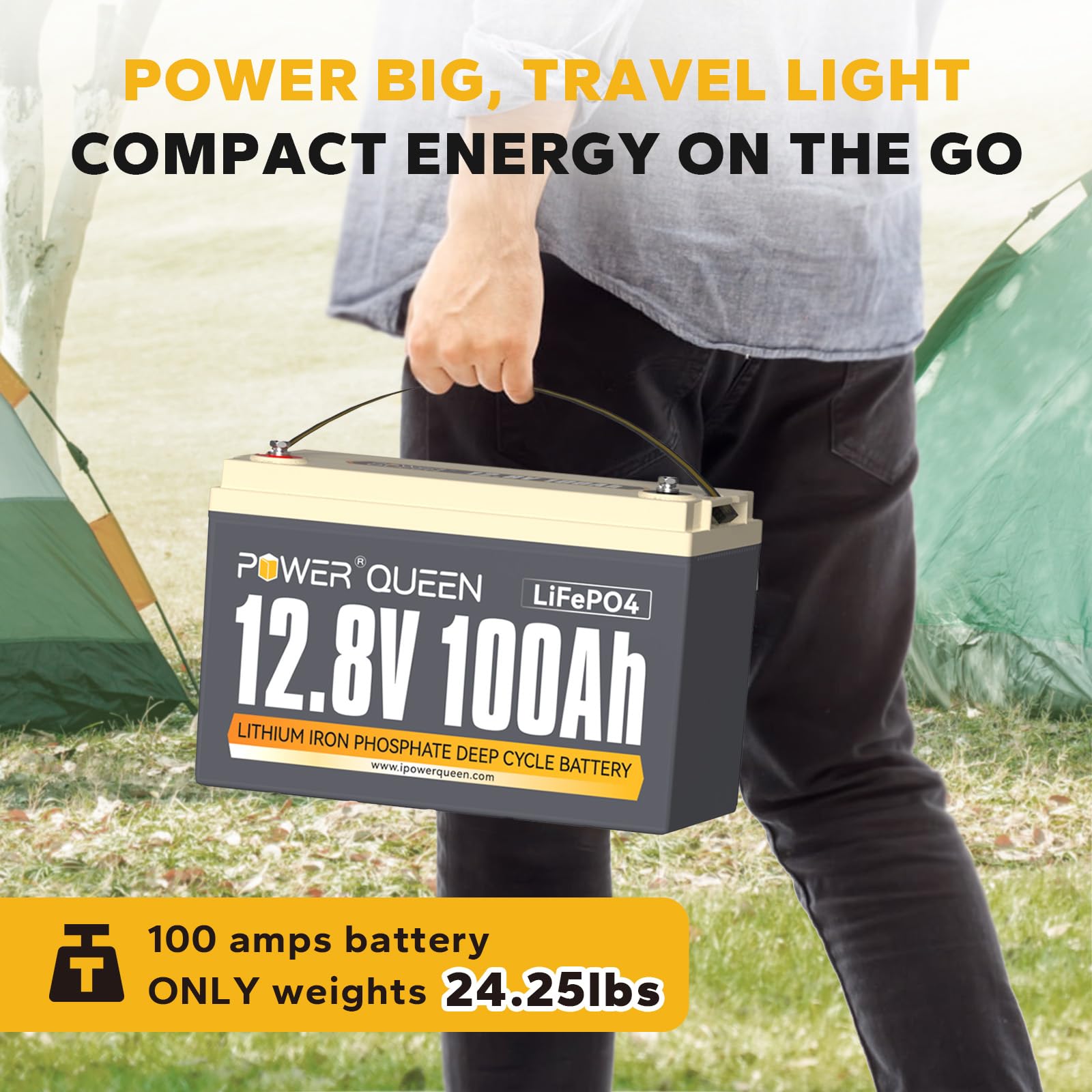 Power Queen 2 Pack 12.8V 100Ah Lifepo4 Battery, Built-In 100A Bms, Lithium Battery 2560Wh, Up To 15000+ Cycles, Support In Series/Parallel, Widely Used For Solar Home System, Rv, Off-Grid Life