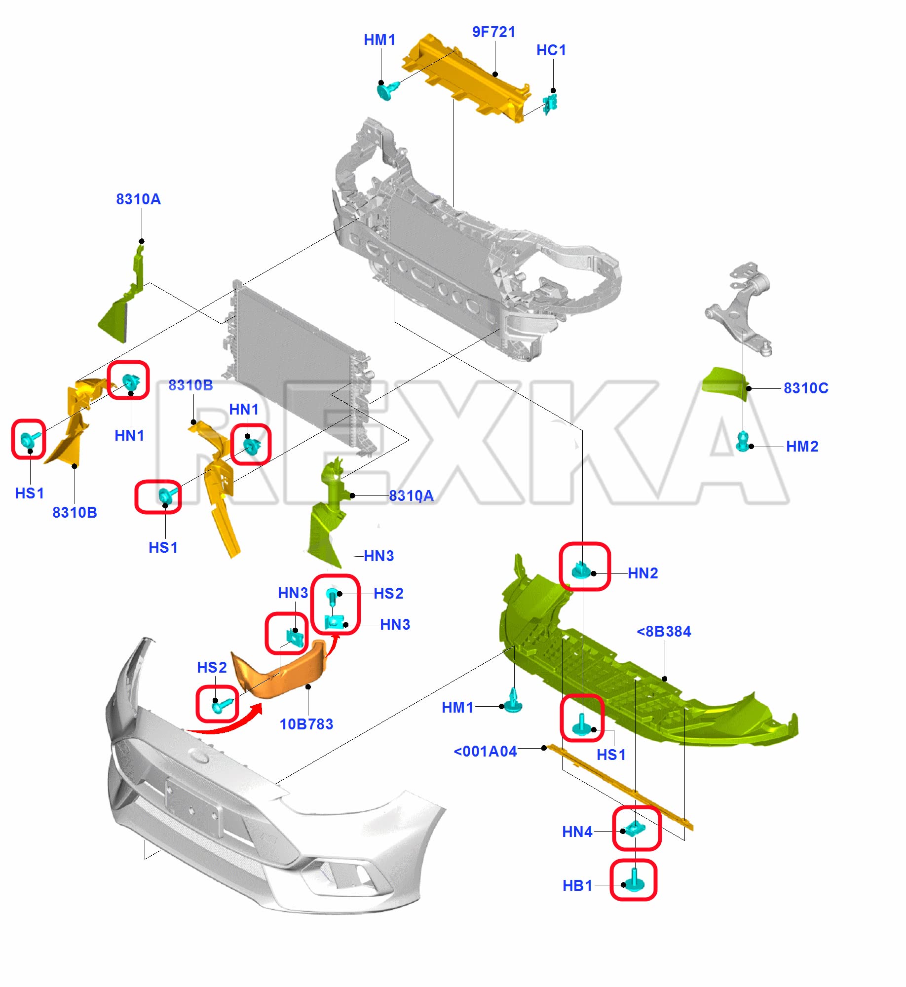 Rexka T30 Engine Splash Shield Guard Kit - 10 Sets of Nylon Screws, Nuts, Clips for Ford Focus, Fusion, Escape, Explorer, C-Max, Lincoln MKC