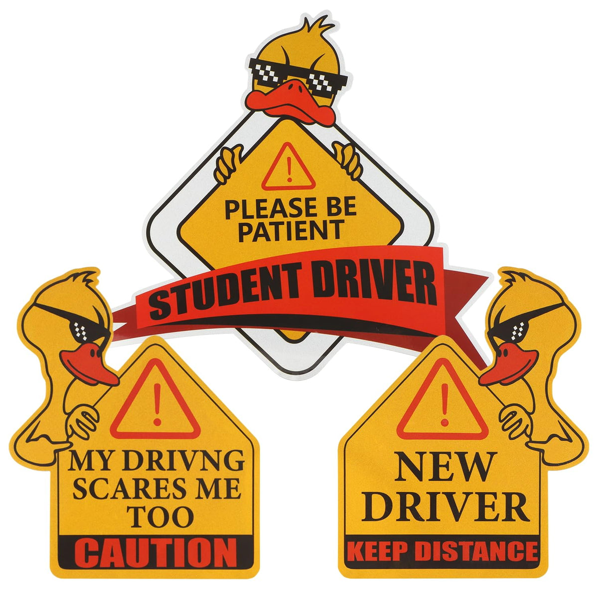 Singaro New Driver Magnet For Car, 3Pcs Cute Duck Car Magnets Student Driver Sign, Car Bumper Student Driver Reflective Sign, Fu