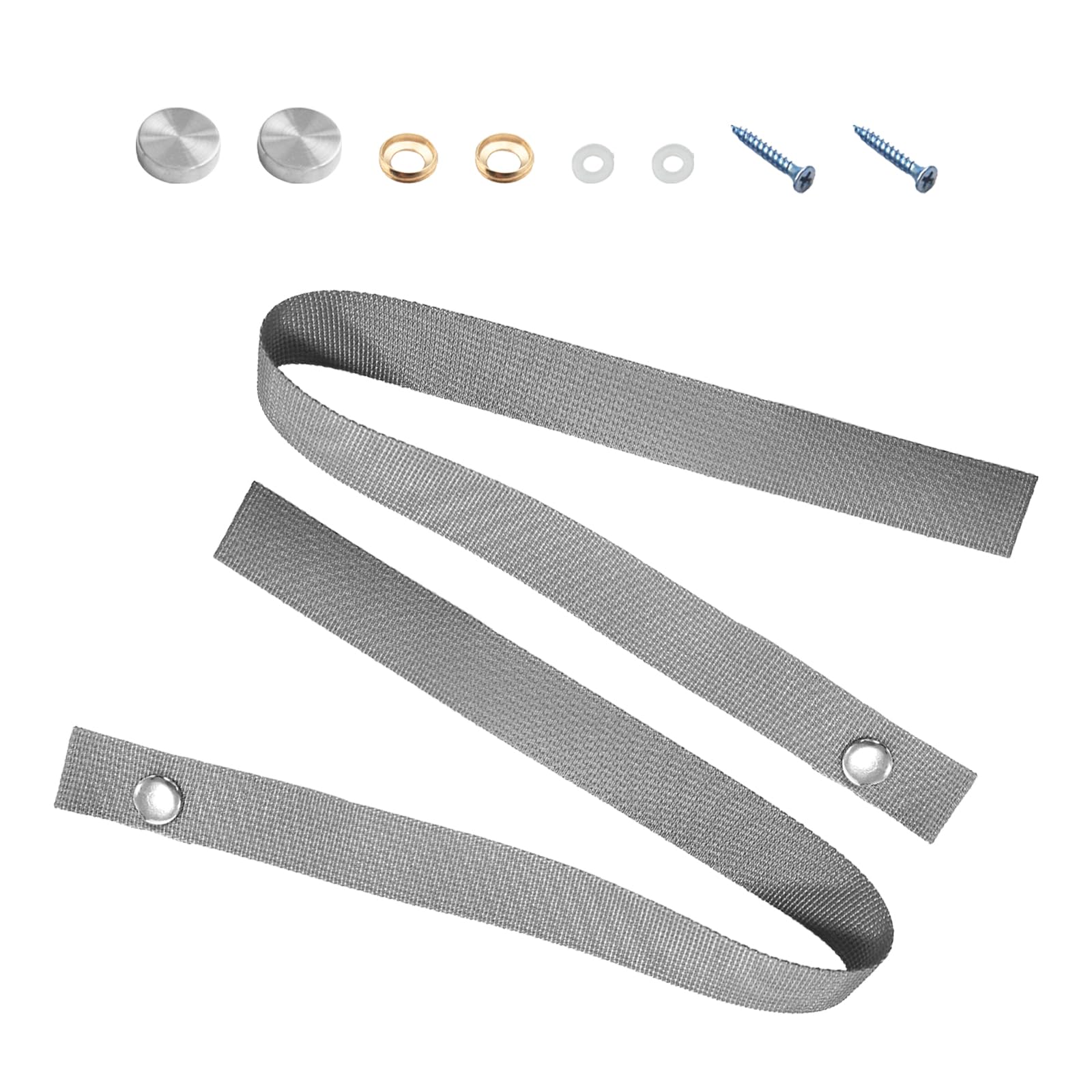 Dickno 2 PCS RV Door Straps, 18 Inch Sliding Door Long Security Strap with 4 PCS Button Snap, Universal Locking Tieback Strap Ac