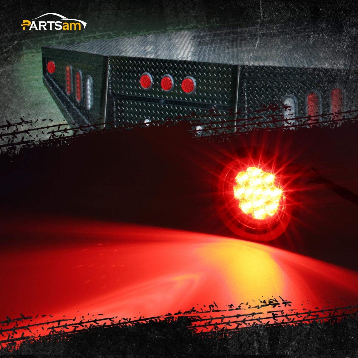 Partsam 10Pcs 2.5'' Round Red 13Led Side Marker Clearance Lights With Light Grommet And Wire Pigtail For Trailer Truck Rv, Flush