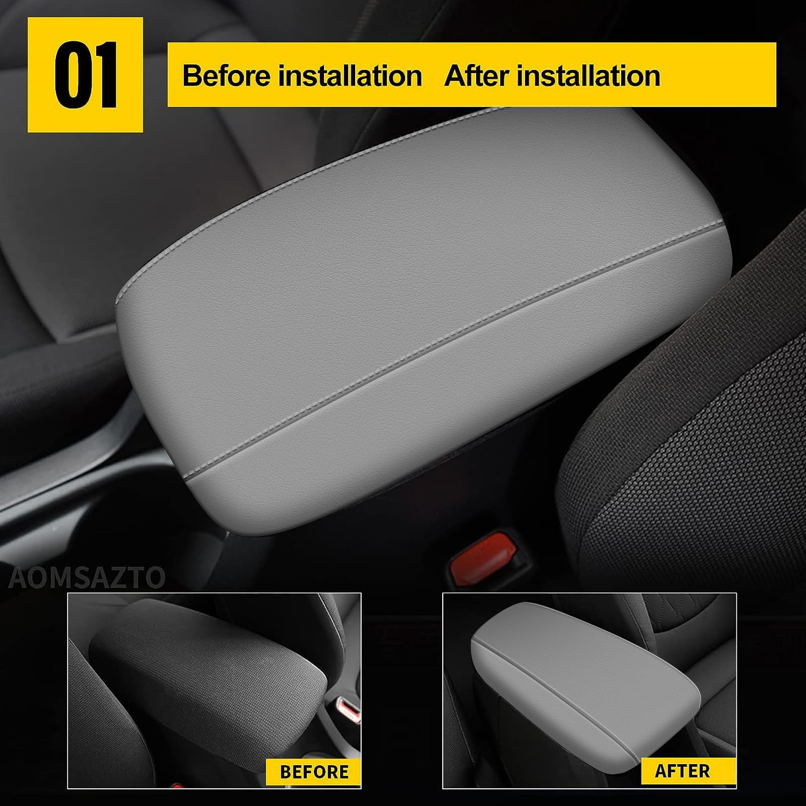 Aomsazto Gray Armrest Covers For Toyota Corolla 2014-2019