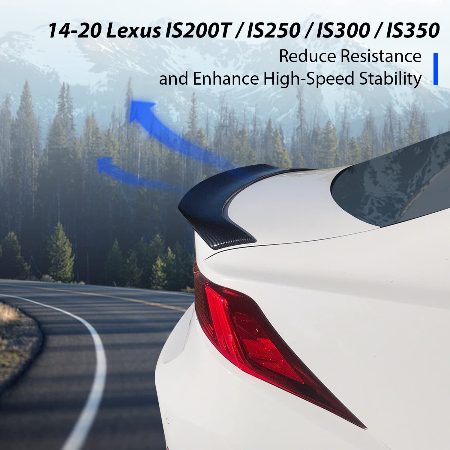 Ecotric Rear Trunk Spoiler Wing Lid Compatible With 14-20 Lexus Is200T Is250 Is300 Is350 Carbon Fiber Style Durable Plastic