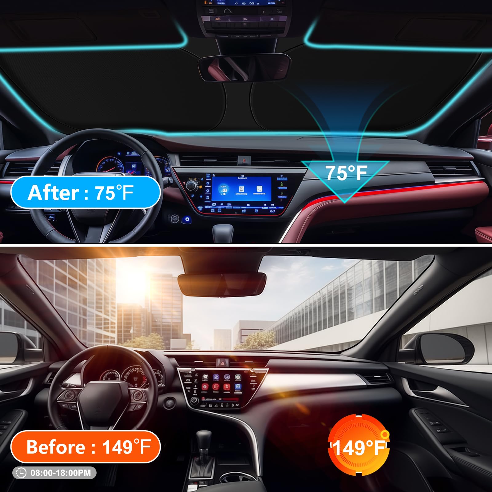 Shinehome Car Windshield Sun Shade Compatible With 2025 2024 2023 2022 2021 2020 2019 2018 Camry Le Xle Hybrid Se Xse Sedan Acce