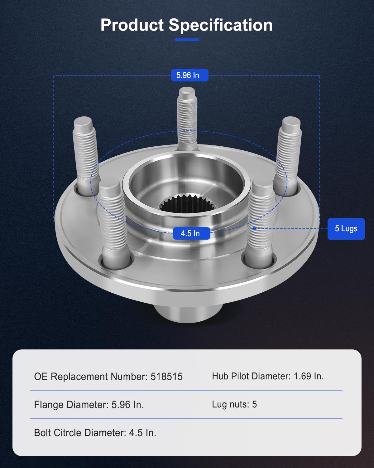 ECCPP Front 5 Lugs Wheel Bearing and Hub Assembly For 2001-2012 For Ford Escape 2001-2006 2008-2011 For Mazda Tribute 2005-2011