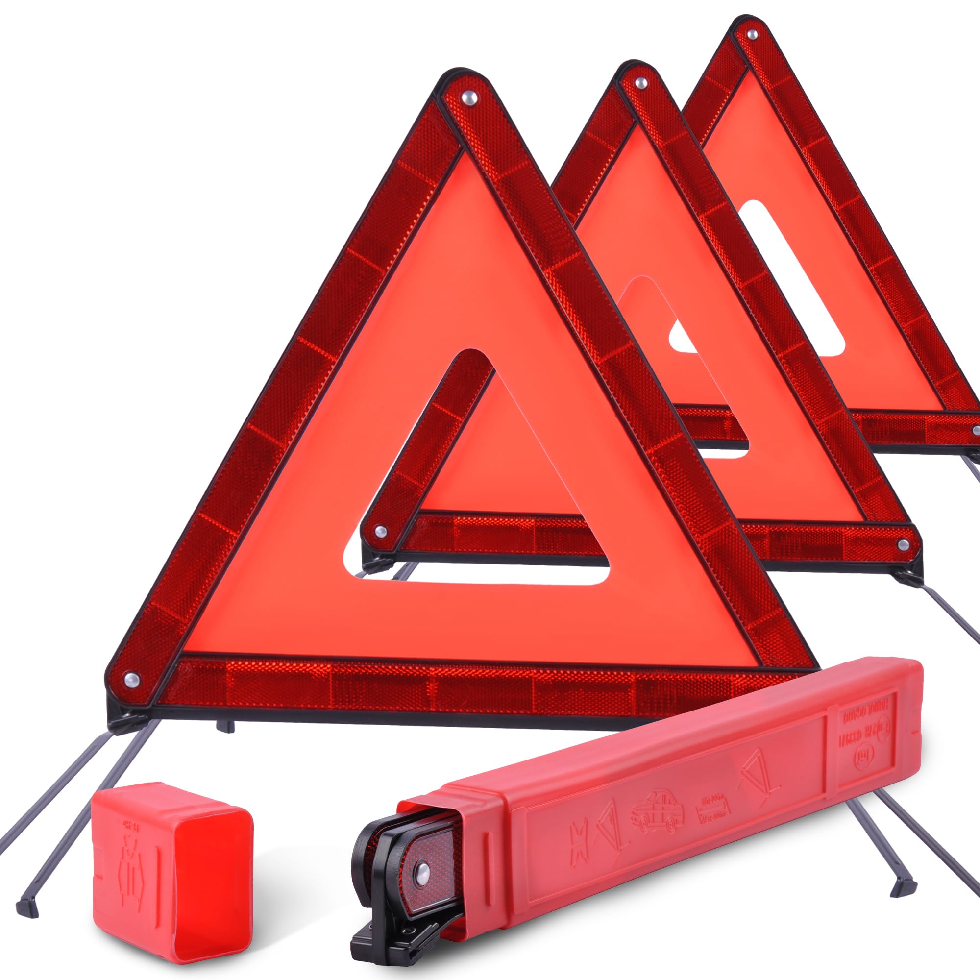 Dsv Standard Emergency Triangles, Warning Triangles For Vehicles, Reflective Triangle, Safety Triangles With Case For Vehicles B
