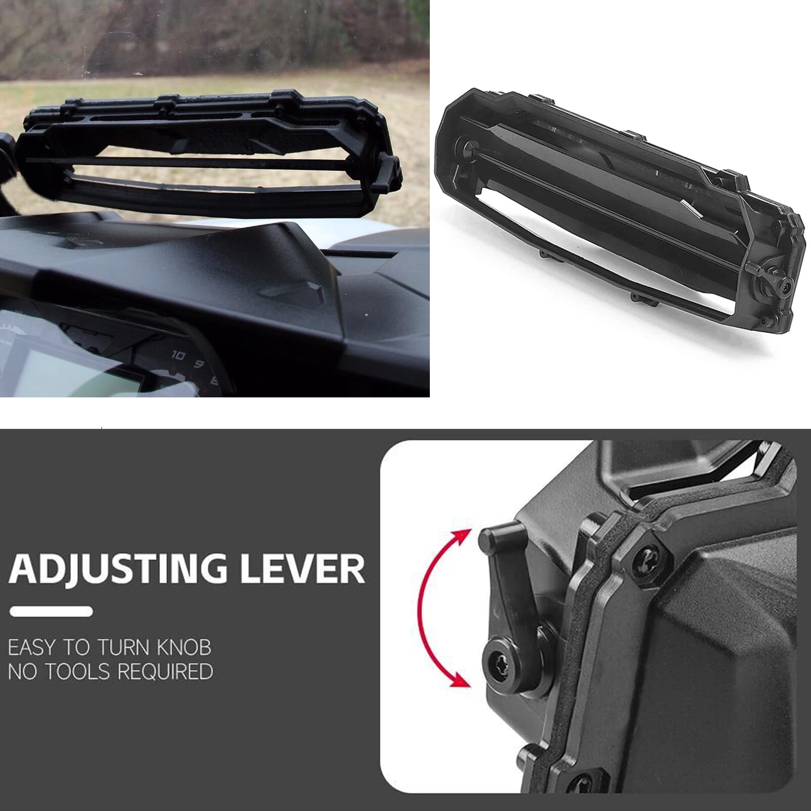 Running Panther Utv Windshield Vent Self Install Kit, 2Pcs Windscreen Ventilation Defrost Defog Accessories For Hard Coated Polycarbonate Windshields, Compatible With Can Am Maverick X3