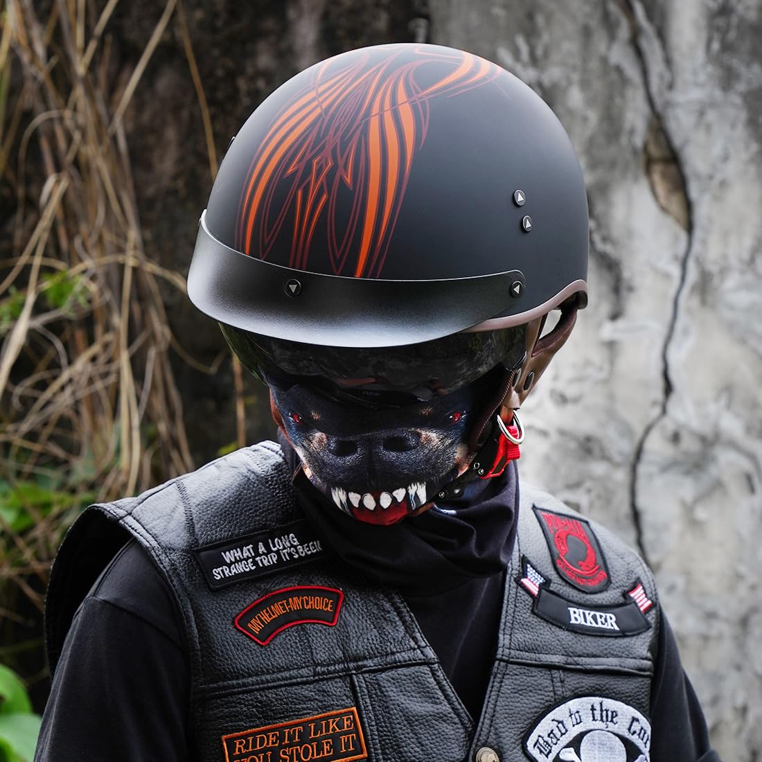 Vcoros Motorcycle Half Face Helmet Sun Visor Quick Release Buckle Dot Approved Helmets For Men Women (Angel, M)