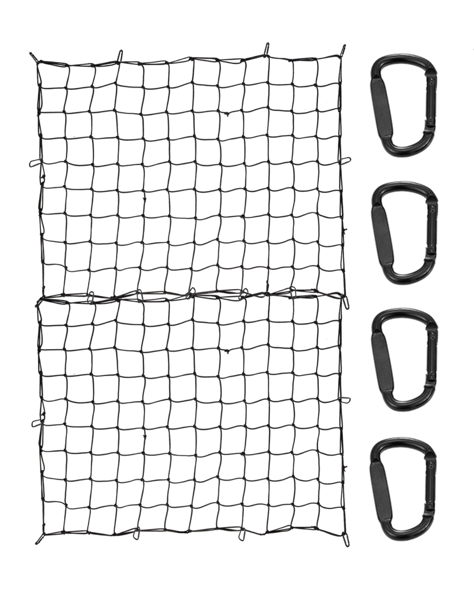 The First Flat Motorcycle Cargo Net, 15''x15'' Bungee Net with 2''x2'' Small Mesh and S Metal Hooks, Easy to Stretches to 32''x3