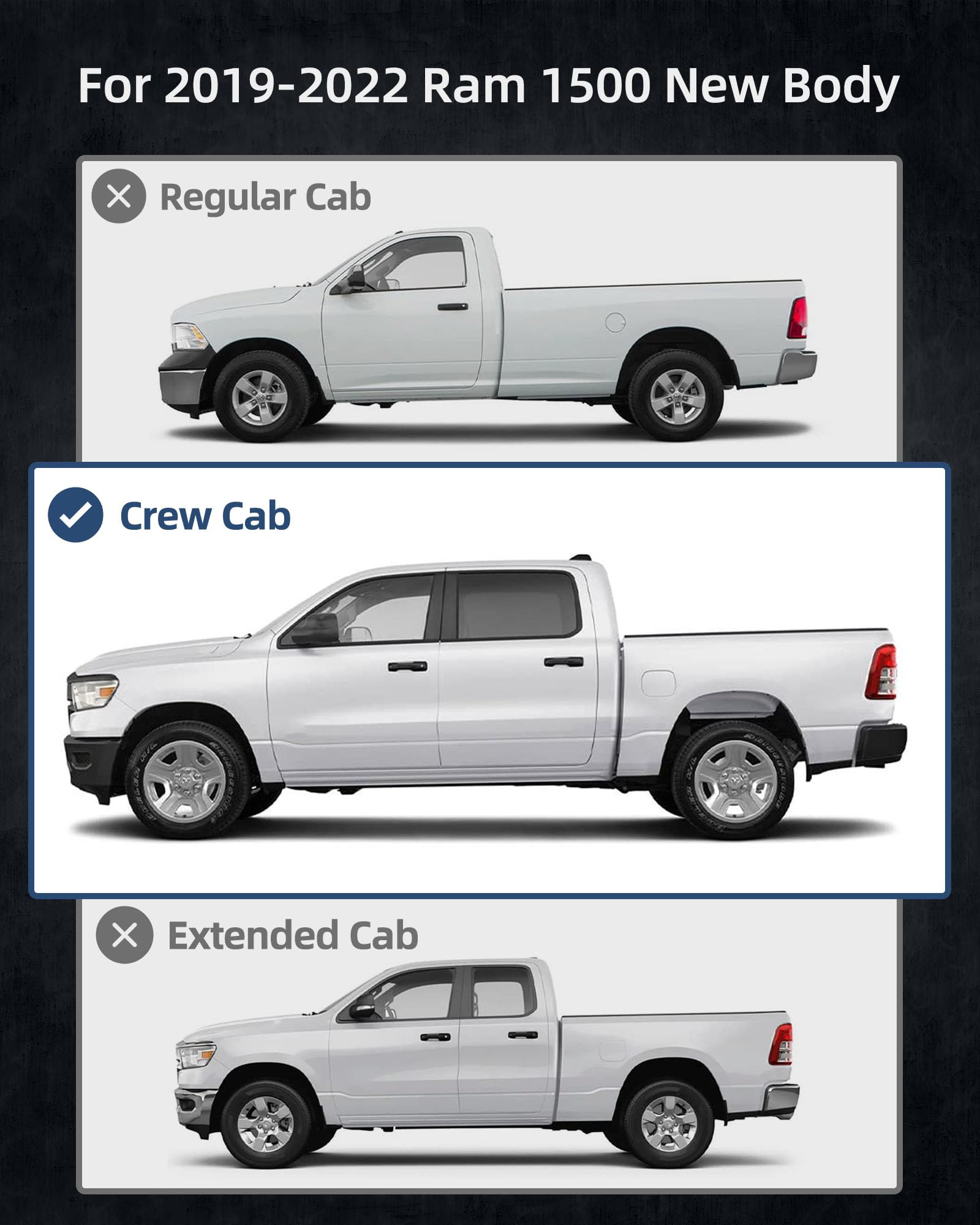 KYBOLT Running Boards Compatible with 2019-2024 Dodge Ram 1500 Crew Cab(Excl.2019-2023 Classic),Steel Rock Sliders for 2019 2020