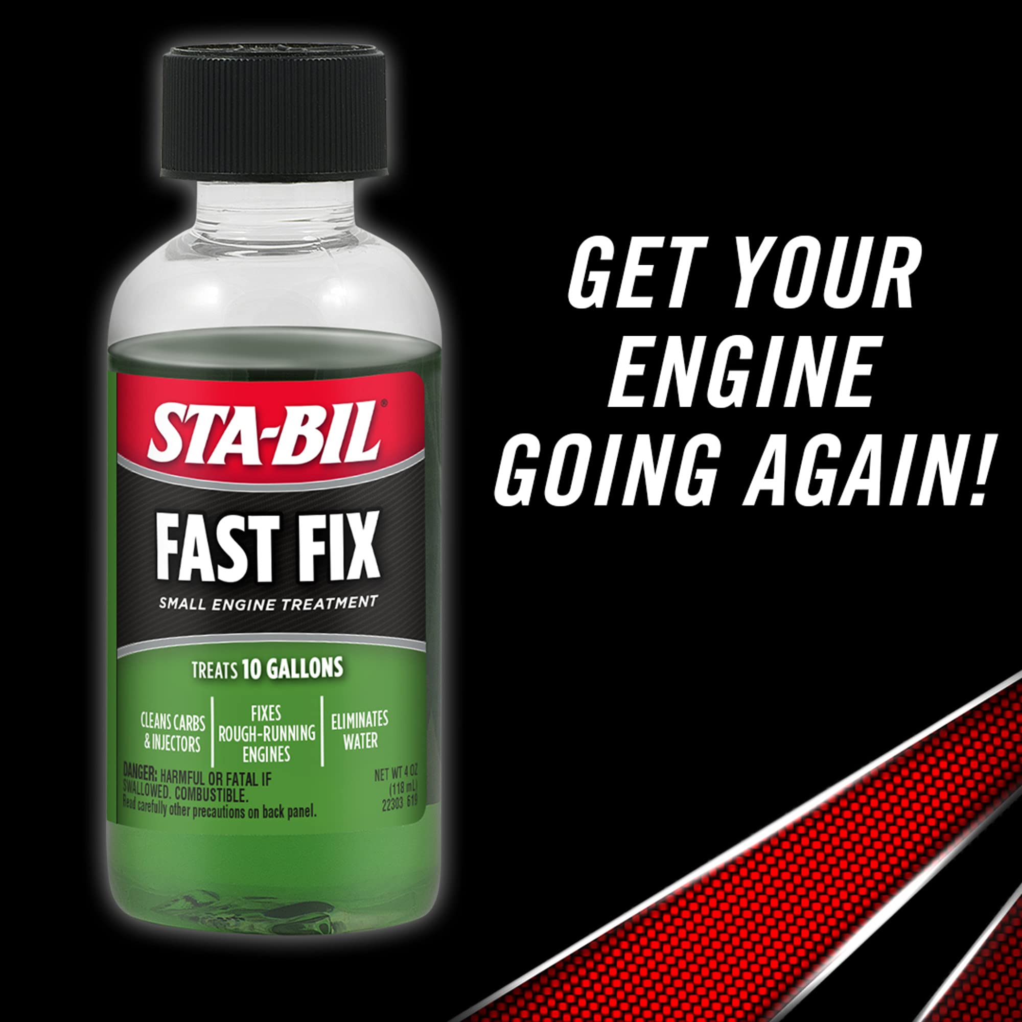 Sta-Bil Fast Fix Small Engine Treatment - Cleans Carbs And Injectors - Fixes Rough Running Engines - Eliminates Water - Treats 1