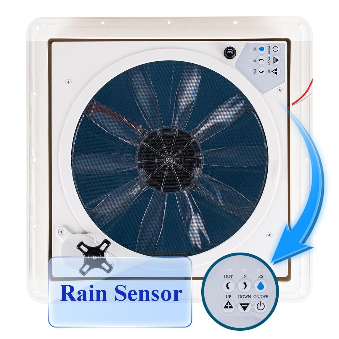 Rvlovent Rv Roof Vent Fan 12V Auto Remote Control 14'' Inch 10 Speed (Smoke)