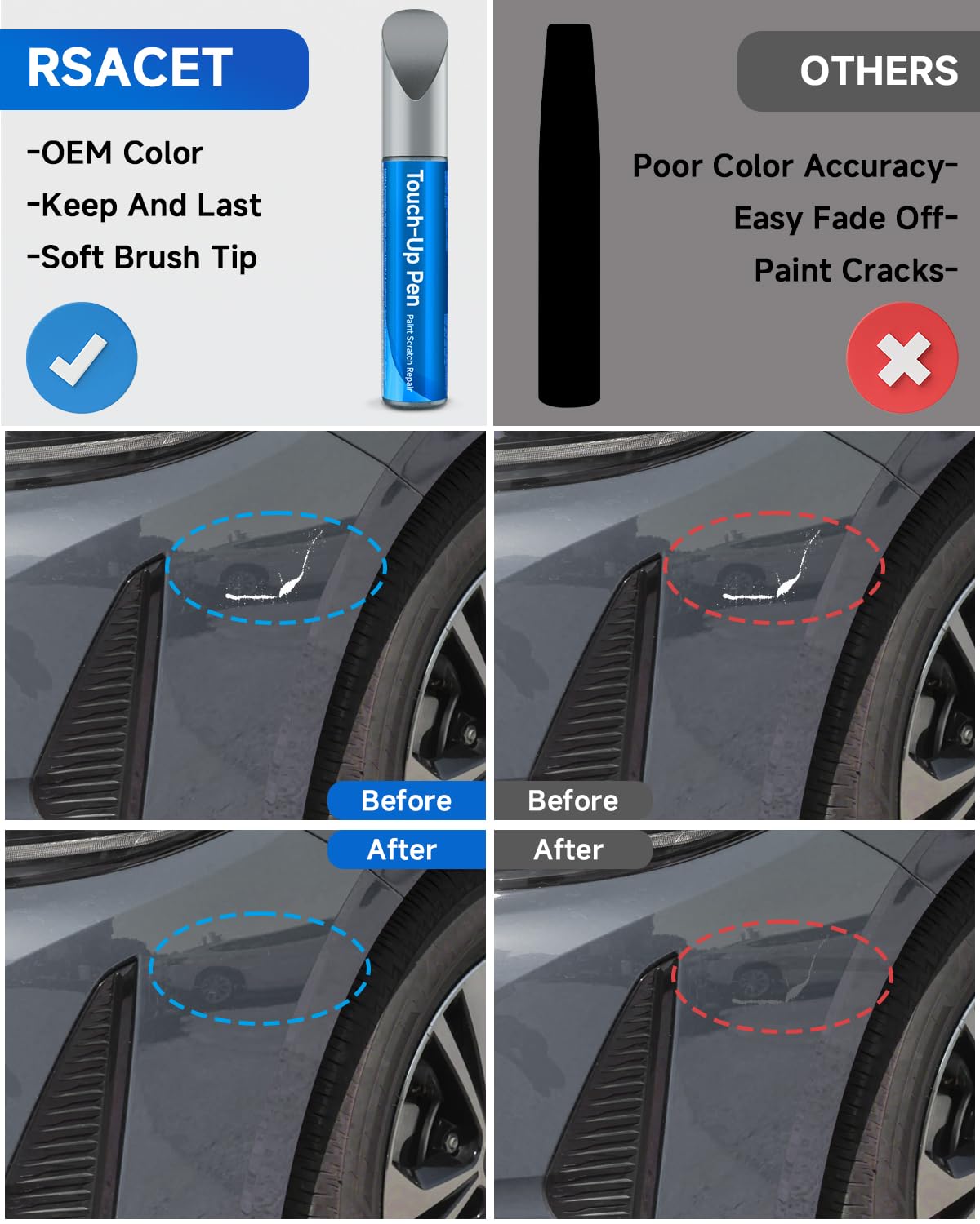 6X3 Lunar Rock Touch Up Paint Compatible with Toyota Exact Match Touch Up Paint Car Scratch Repair