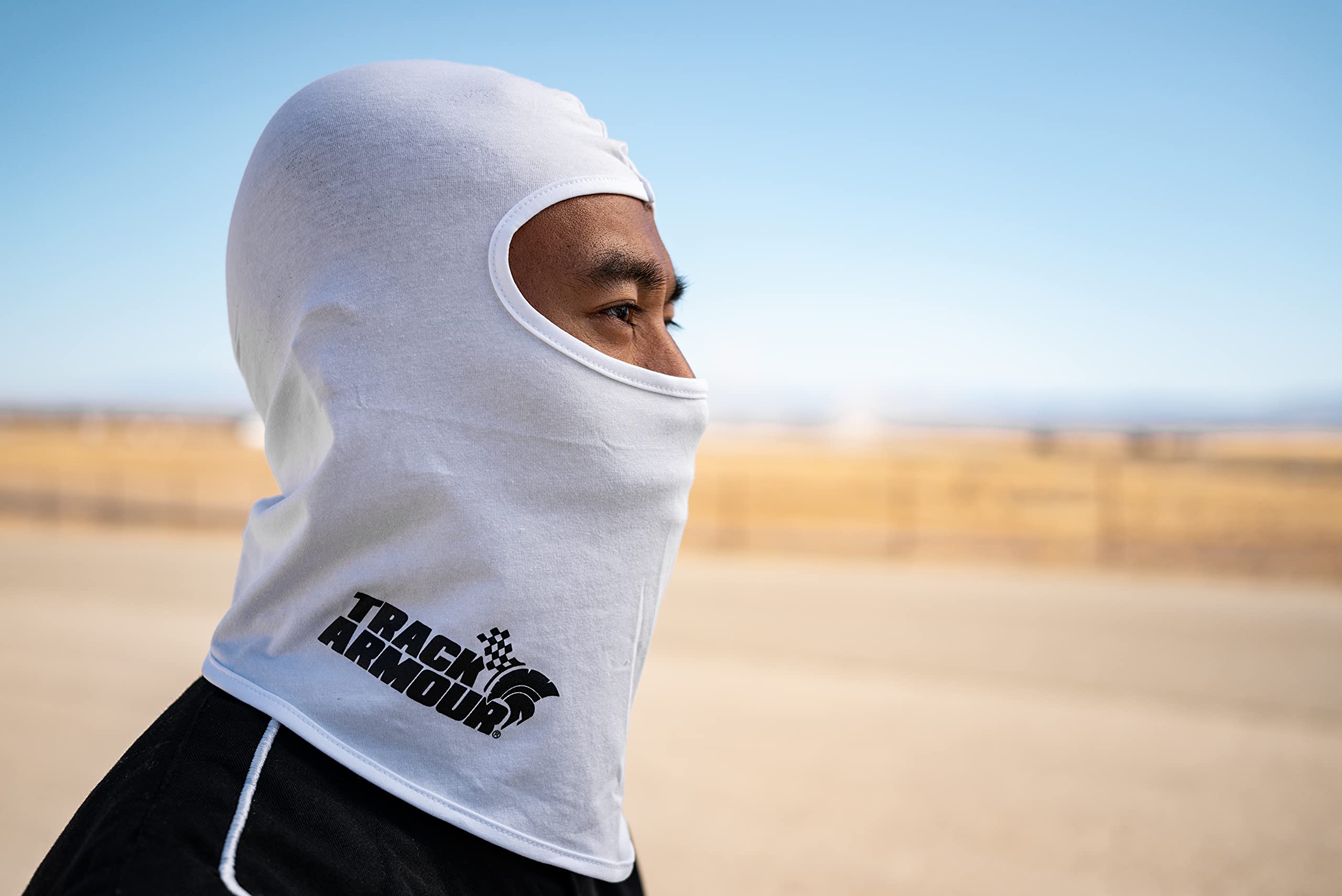 Track Armour Racing Head Sock Balaclava For Auto And Motorcycle Racing White Color Tahs-Wt