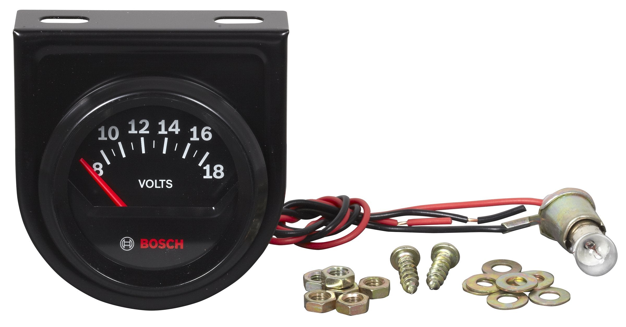Actron Bosch Sp0F000051 Style Line 2'' Electrical Voltmeter Gauge (Black Dial Face, Black Bezel),White