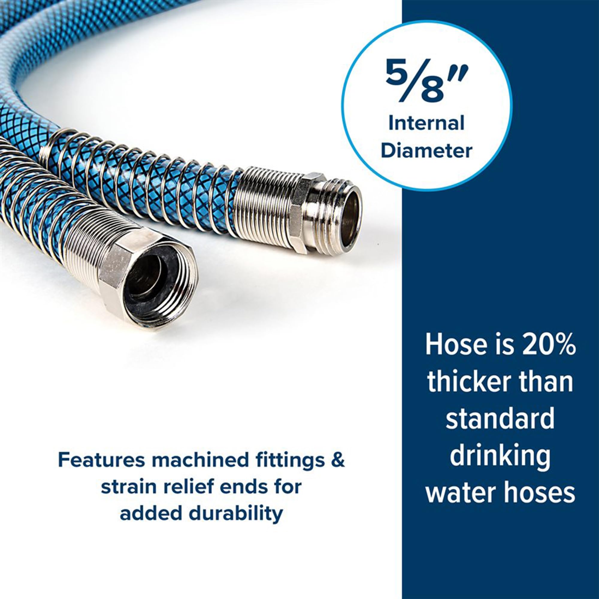 Camco TastePURE No-Kink Heavy-Duty PVC 25' Premium Reinforced Outdoor Drinking Water Hose for Camping, RVs, Boats, and Gardening, Blue