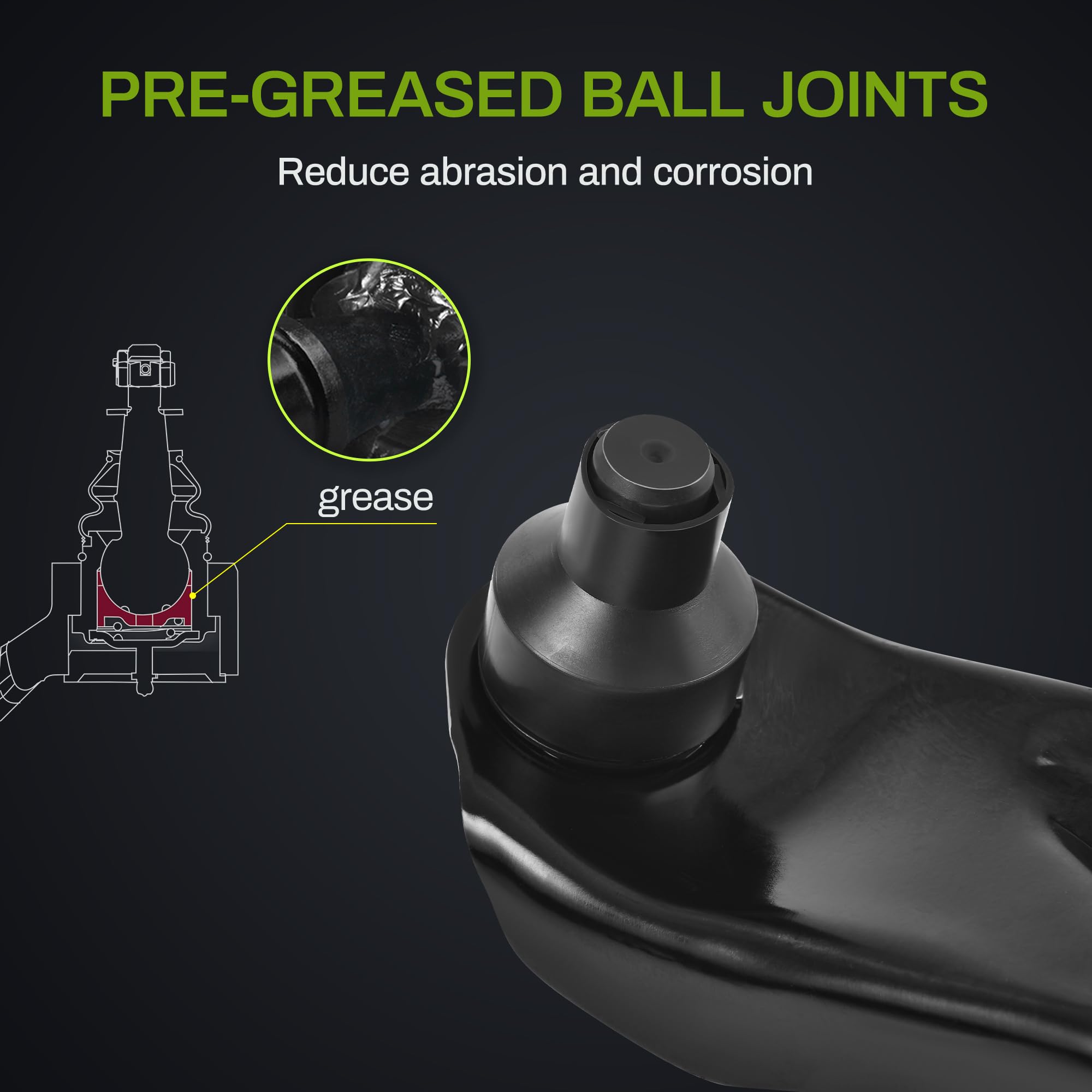 Autosaver88 Front Suspension Kit Compatible With 2014-2019 Rogue, 2017-2019 Rogue Sport, 2017-2018 Qashqai, Front Lower Control