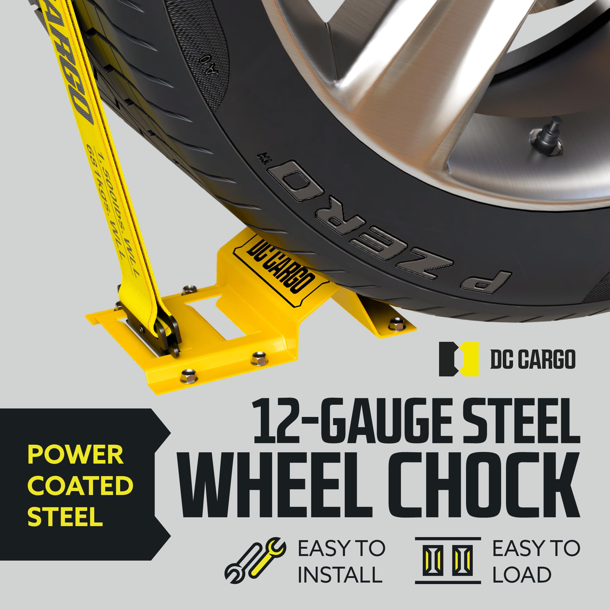 Atv & Utv Wheel Chock Tie Down Kit - 2 Tire Kit With 4X E-Track Wheel Chock, 2X Utv Wheel Tie Down Straps - Utv Tie Down System