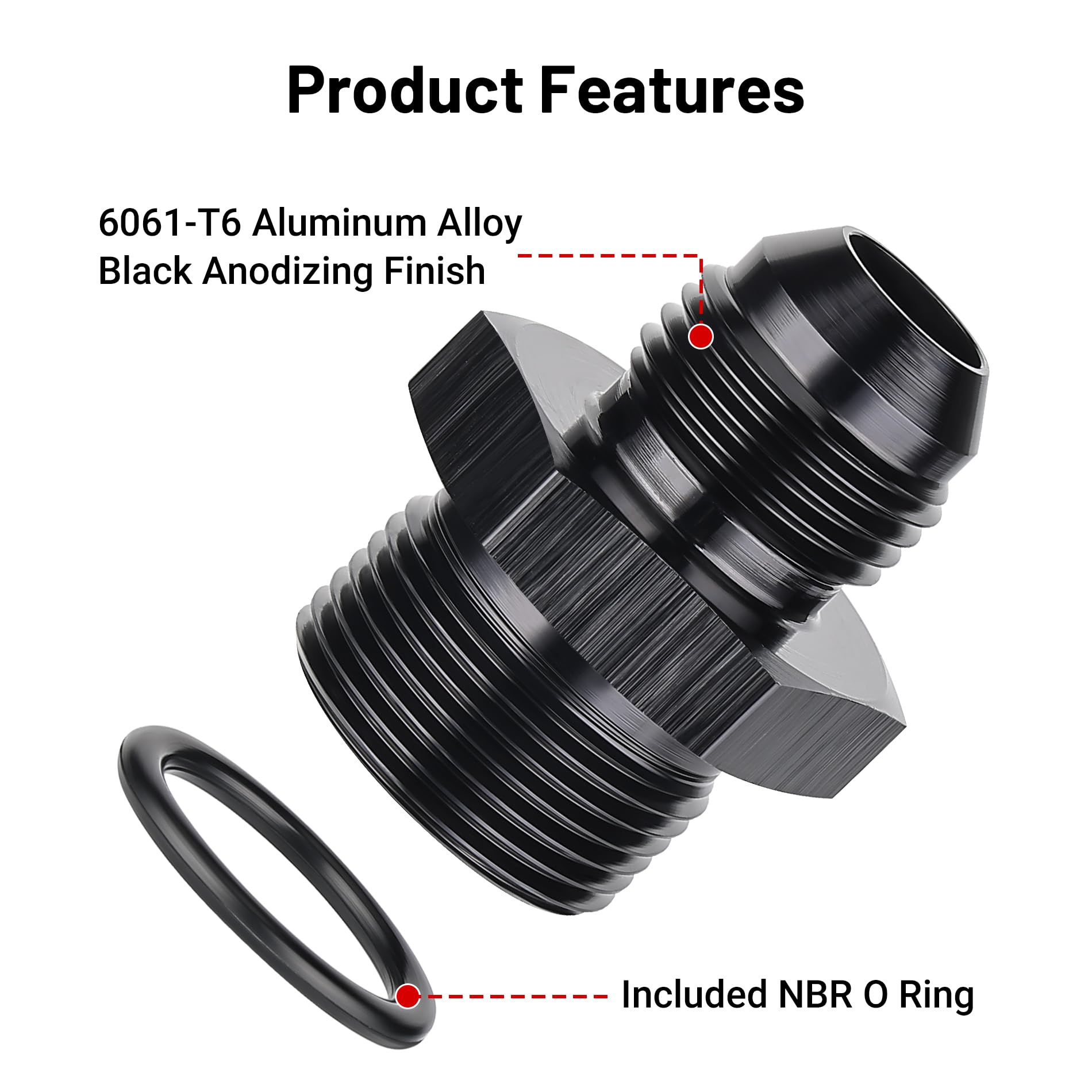 Evil Energy 8An Male Flare To M24 X 1.5Mm Male Metric Fitting Adapter Aluminium Alloy 2Pcs