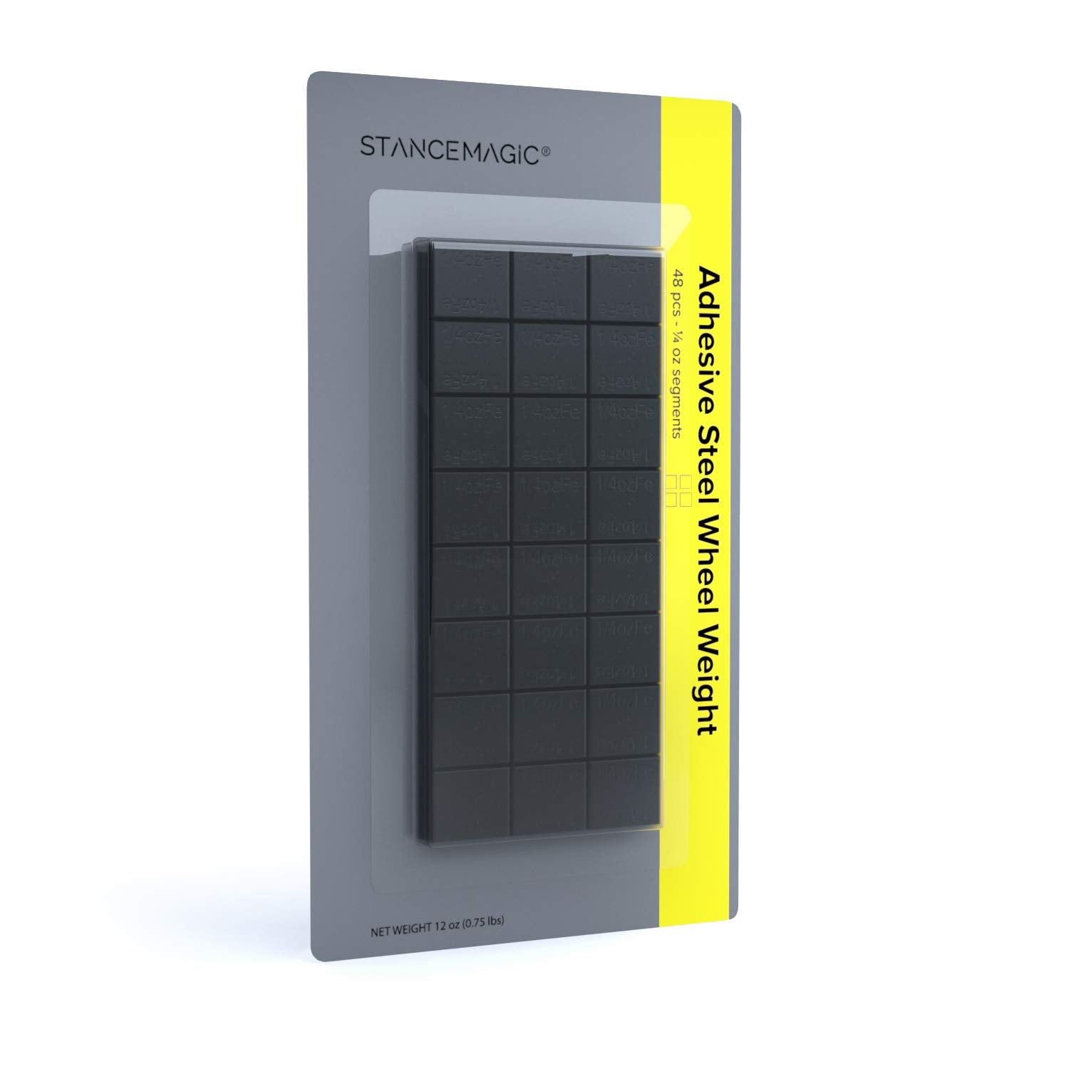 Stancemagic - 0.25Oz 1/4Oz - Gray Adhesive Stick On Wheel Weights, Easy Peel, Low Profile, Zinc Plated Steel Balancing Weights For Cars Bikes Atv Utv, 0.75 Lb Box (12Oz), Contains 48 Pieces