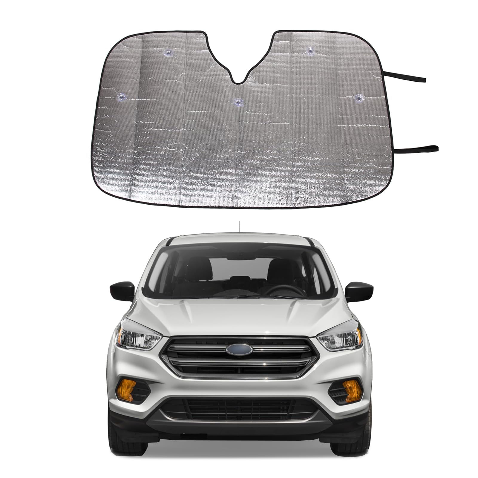 Front Windshield Sunshade For Ford Escape 2013-2019 Suv (Not Fit Titanium), Front Window Sun Shade, Foldable Reflective Sun Visor, Screen Shield Cover Uv Blocker Protector Heatshield With Suction Cups