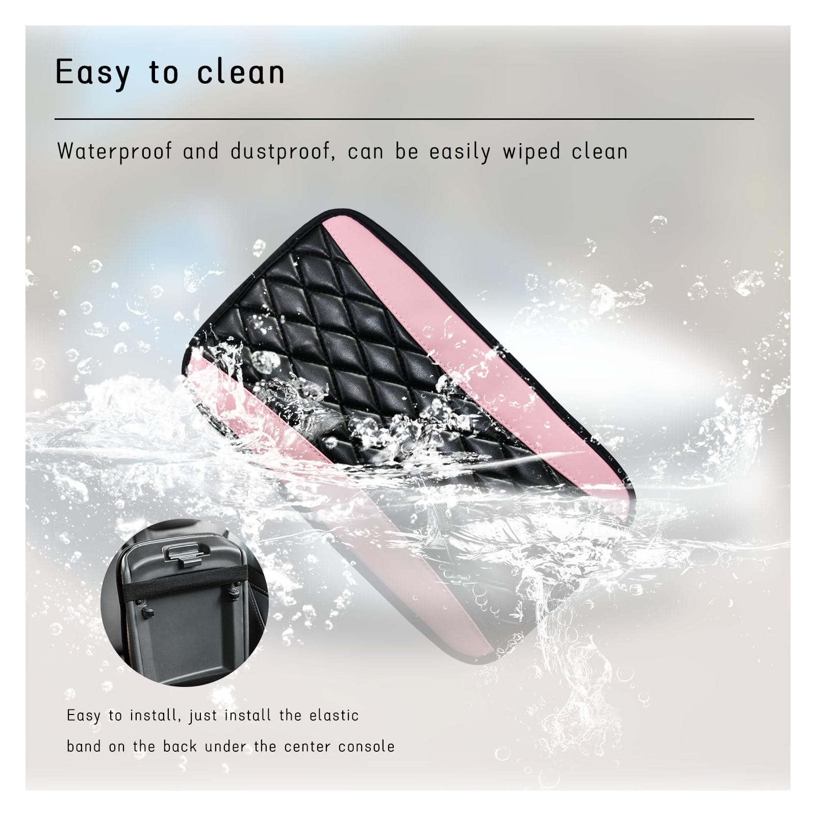 Dickno Car Center Console Cushion Pad, Universal Leather Waterproof Armrest Seat Box Cover, Comfortable Auto Armrest Cover Prote