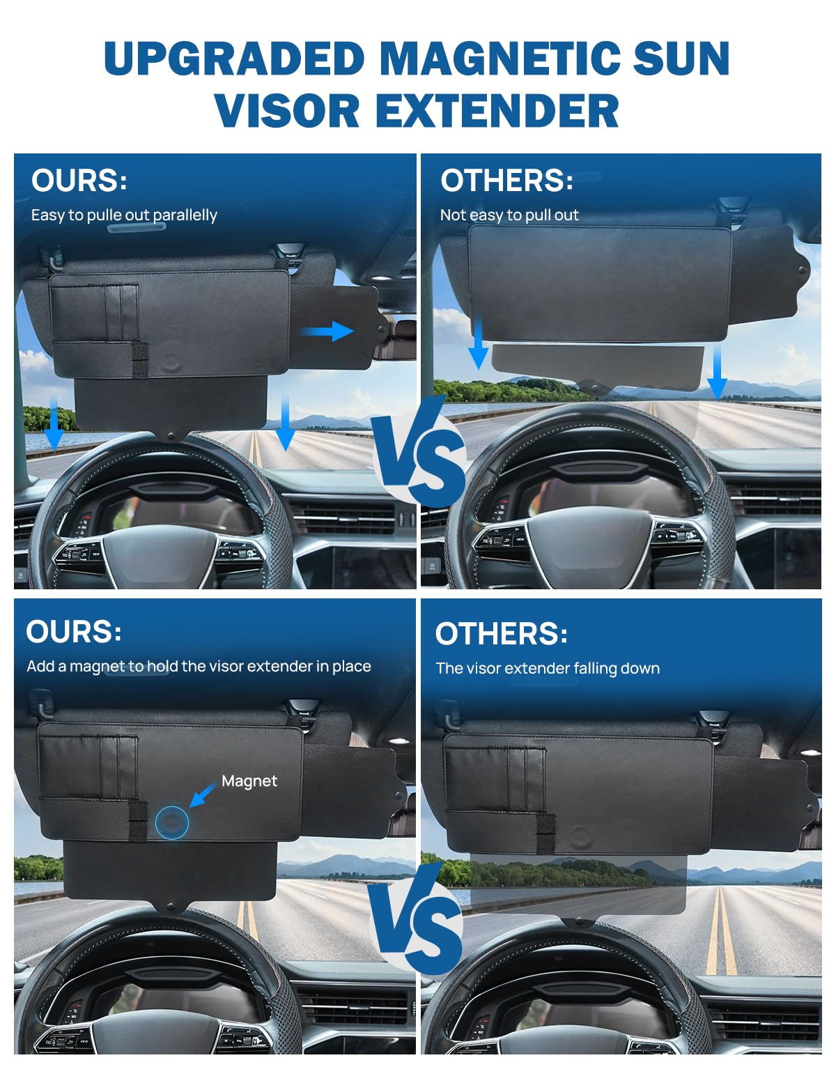 JOYTUTUS Car Sun Visor Extender, Sun Visor for Car Protects from Anti-Glare, UV Rays, Universal Fit, Practical