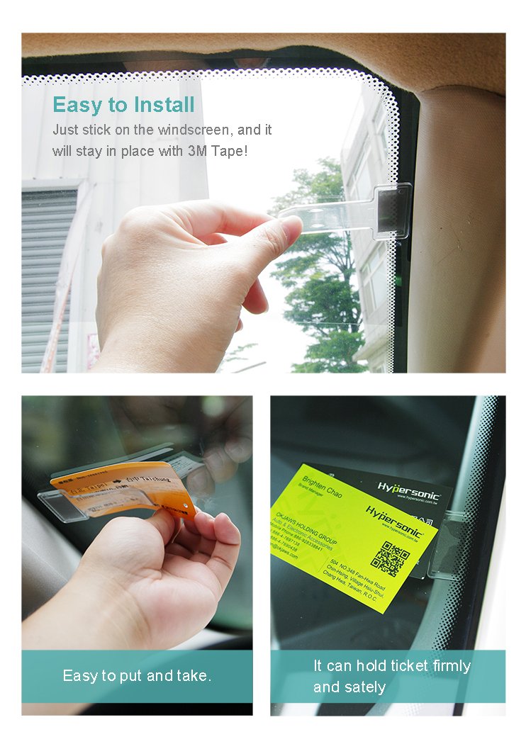Hypersonic Car Windshield Parking Tickets Holder Transparent Auto Accessories Clip 2Pcs