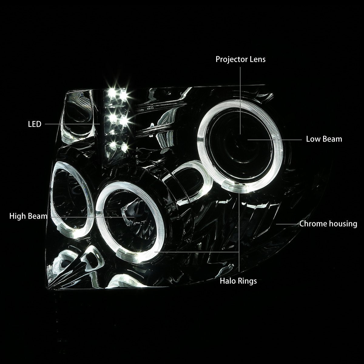 Dna Motoring Hl-Hap-F15009-Led-Ch-Am Headlight Assembly, Driver And Passenger Side