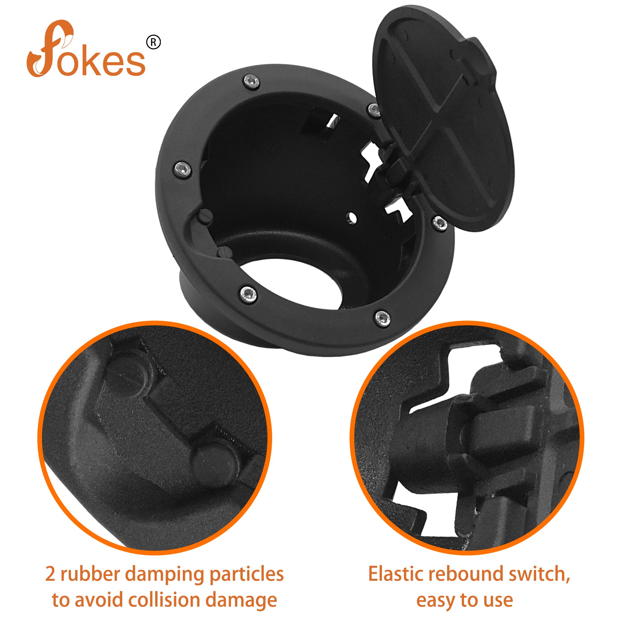 Fuel Filler Door Cover Gas Fuel Tank Cap Cover Black For 2007-2017 Jeep Wrangler Jk & Unlimited 4-Door 2-Door (Aluminium)