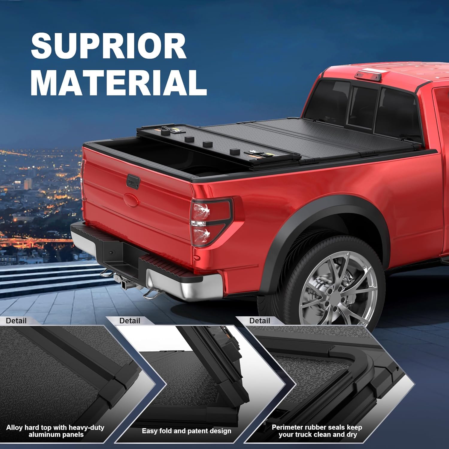 Mostplus Tri-Fold Soft Truck Bed Tonneau Cover On Top Compatible With 2015-2022 Ford F150 F-150 Bed 3 Fold Styleside (5.5 Ft Fee