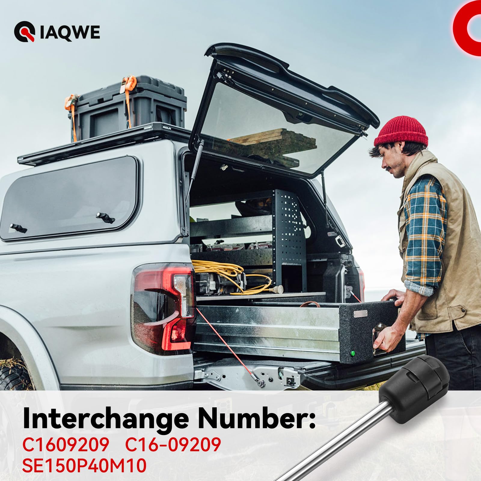 C16-09209 16 Inch 38Lbs/169N Gas Struts Shocks Spring Lift Support For Snugtop Leer Are Atc Truck Camper Shell Topper Rear Side Window Door Canopy Cabinet Cover Toolbox Lid Floor Hatch 2Pcs By Iaqwe