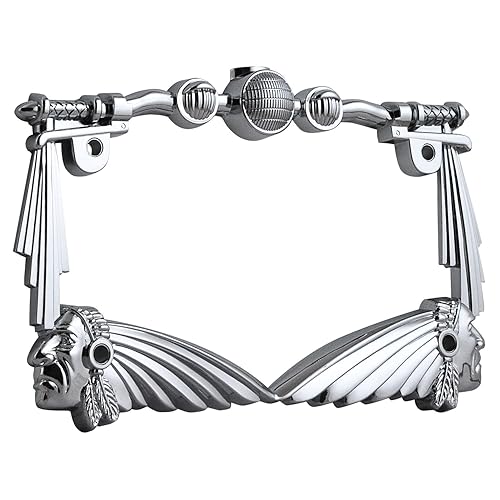 Tc Sportline Lpf248-C 3D Handle Bar And Indian Chief Style Zinc Metal Chrome Finished Motorcycle License Plate Frame