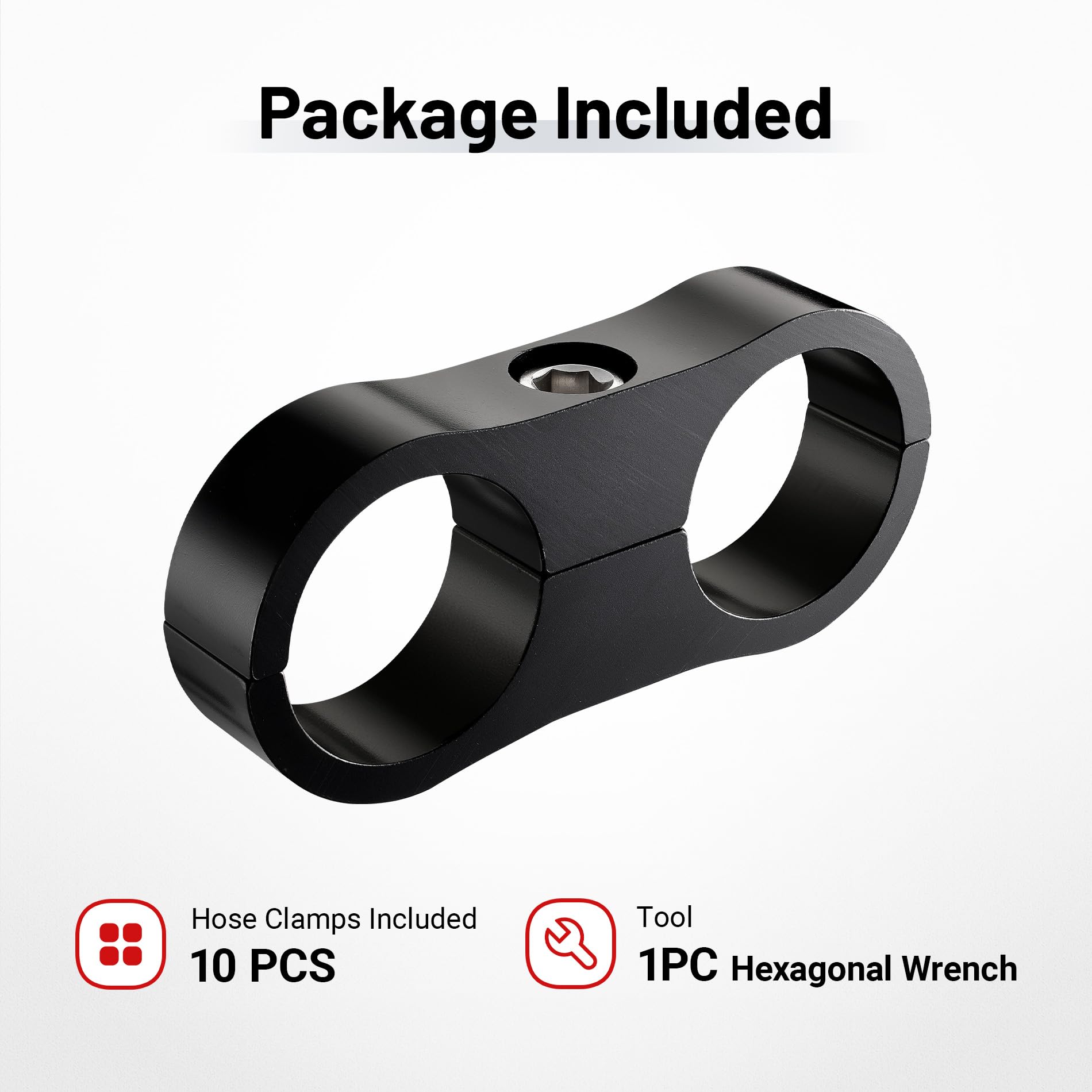 Evil Energy 12An Hose Separator Clamp, An12 Fuel Line Mounting Clamp Aluminum Black 4Pcs