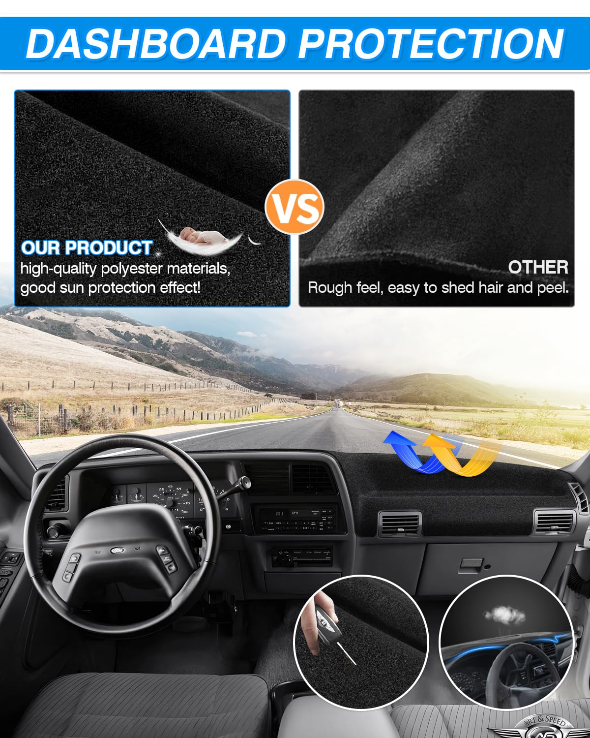 Cartist Dash Cover Fit for Ford Ranger 1989-1994,1991-94 Ford Explorer,1991-94 Mazda Navajo,1989 1990 Ford Bronco II,1994 Mazda