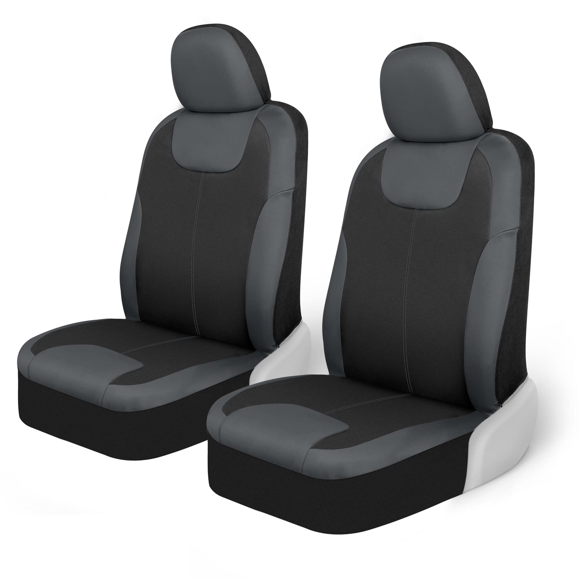 Motor Trend Gray Waterproof Seat Covers for Front Seats - Premium Neoprene, Car Seat Protectors with Removable Headrest, Interio