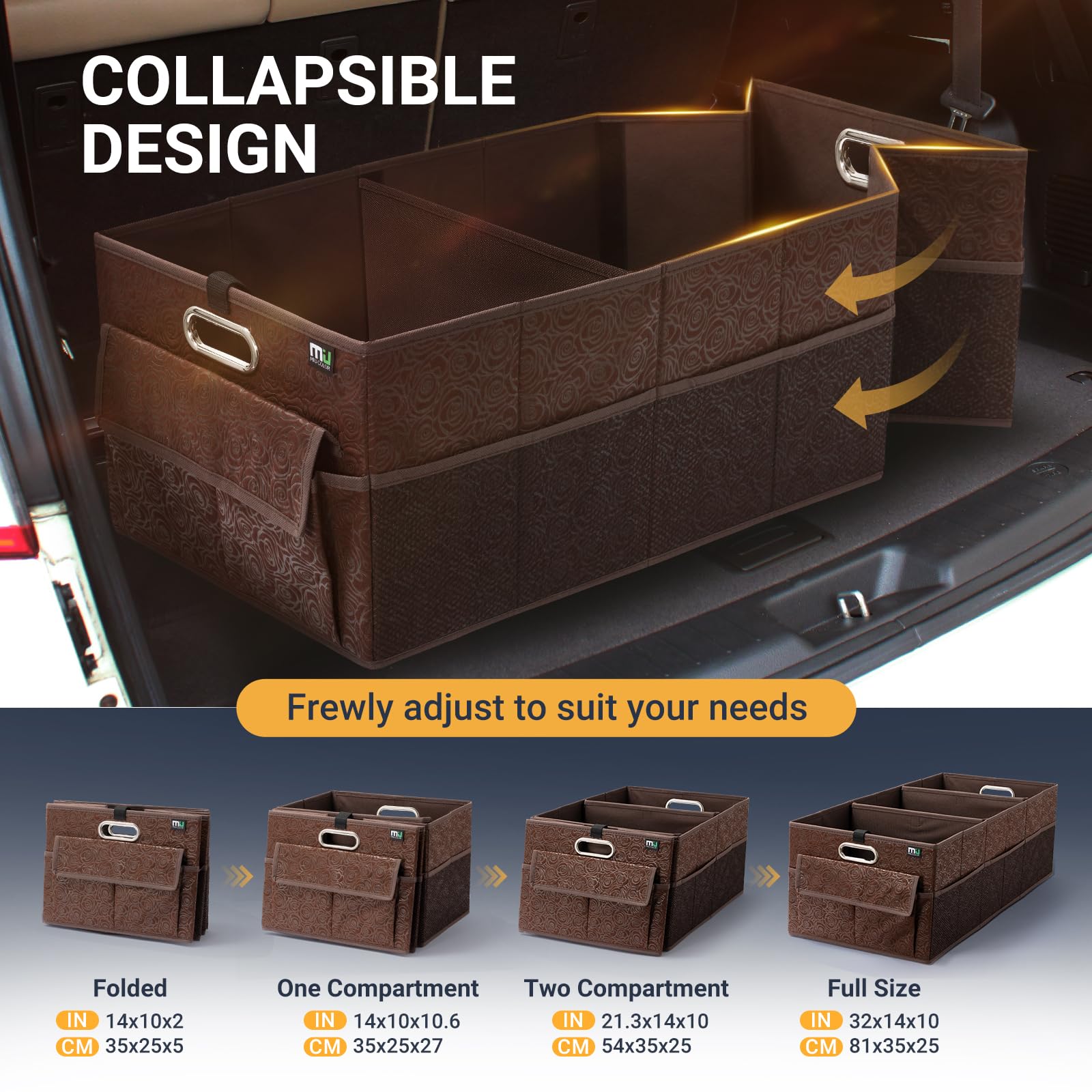 Miu Color Trunk Organizer For Car, 12 Pockets Sturdy Car Organizer For Suv, Non-Slip Bottom, Storage Organizer For Sedans, Van,