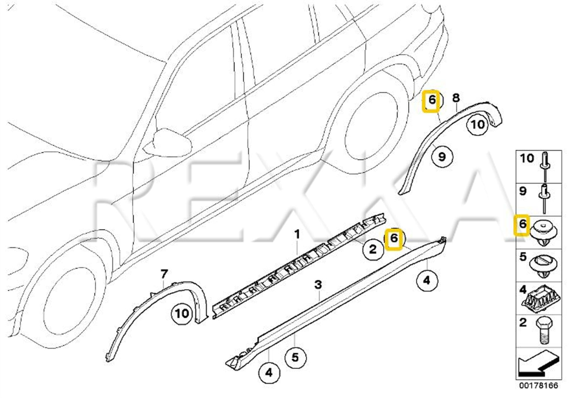 Rexka 30 Pcs Wheel Arch Molding Clip Rocker Panel Molding Clip For Bmw 51-77-7-171-002 51777171002 Cooper Countryman Cooper Pace