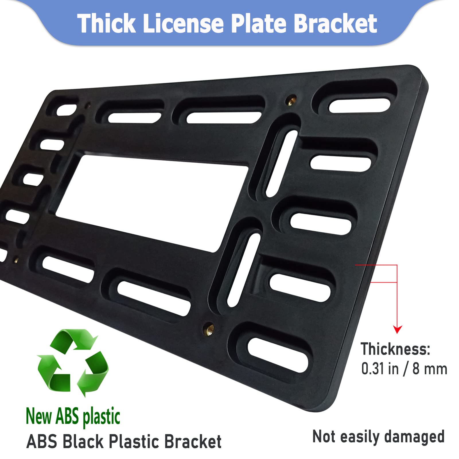 Fbjtdq Front License Plate Bracket - Black Aluminum Frame & Front Bumper Bracket,Universal Car Tag Holder Adapter, For Us Vehicl
