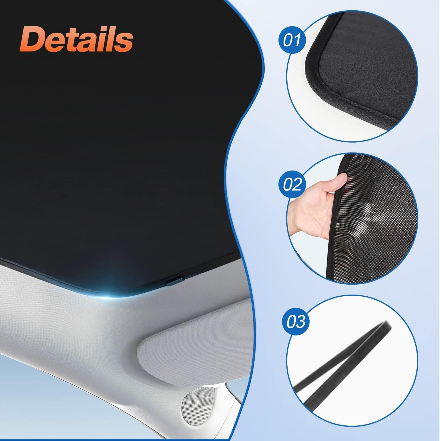 Topfit For Model Y Sunshade Roof Window Insulation Uv Rays Protection Sun Shade For Tesla Model Y Heat Blocking Shades 2021-2023