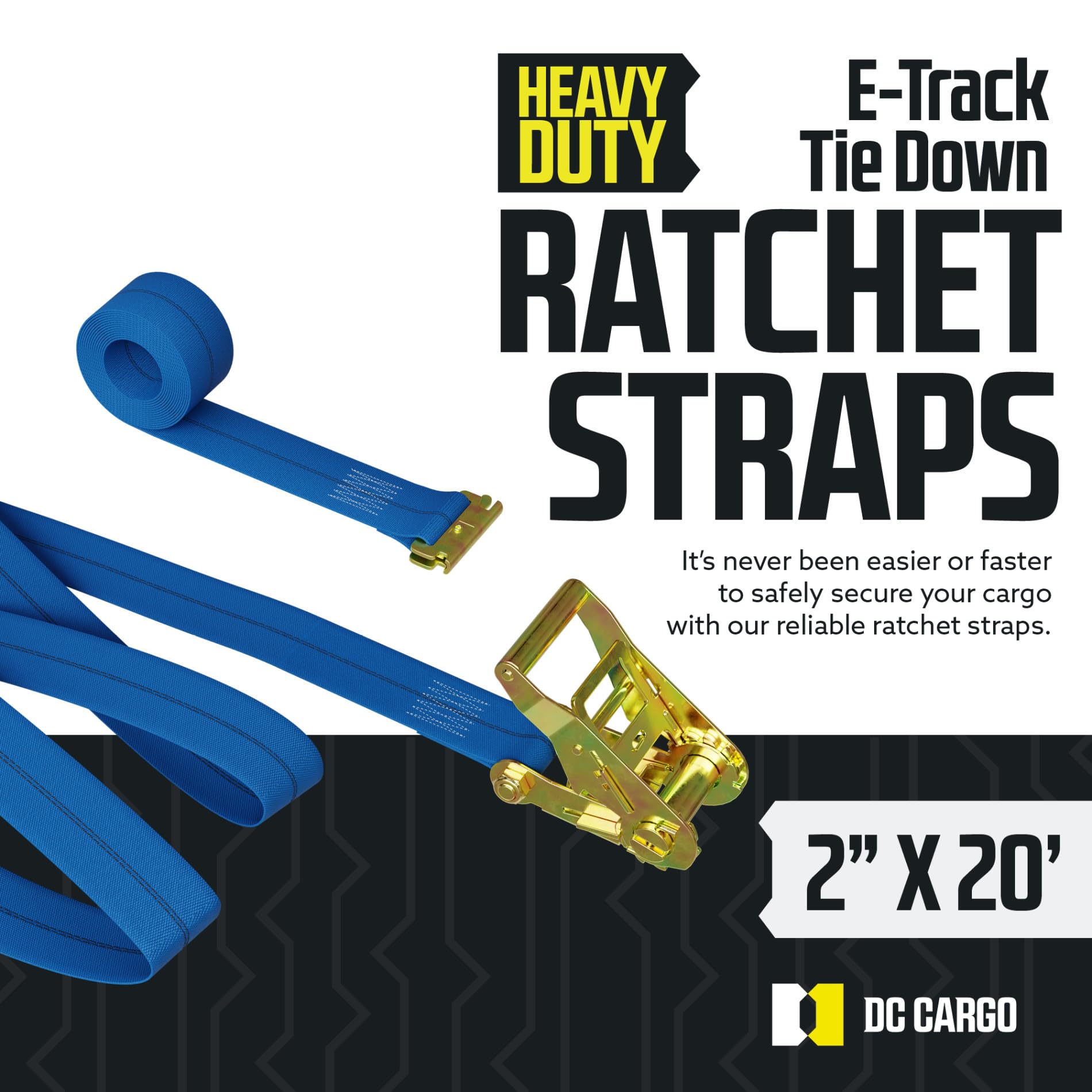 Dc Cargo Mall E Track Ratchet Straps Cargo Tie-Downs, (Pack Of 8) 2 X 20 Heavy Duty Blue Tie-Down Rachet Straps, Strong Ratchet