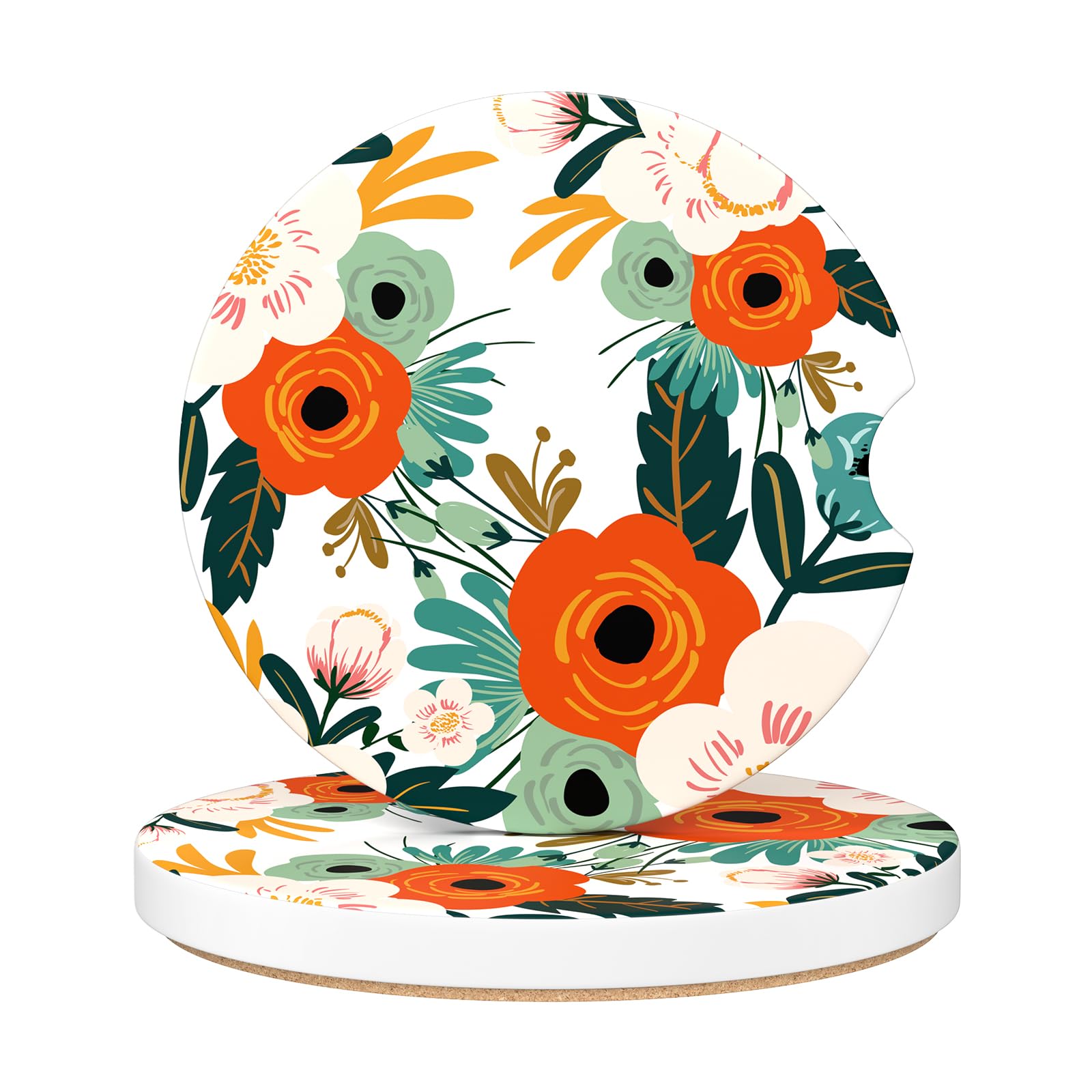 Aiawoxc Car Cup Holder Coasters, 2 Pack Universal Auto Anti Slip Insert Coaster With A Finger Notch, Cute Car Assecories For Wom