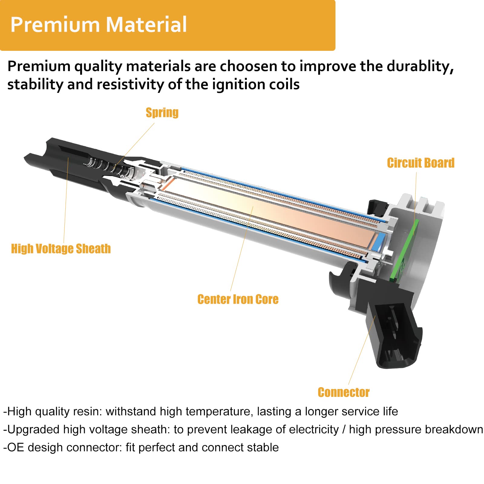Ignition Coil Pack Replacement For 1.8 1.8L 2012 2013 2014 2015 Honda Civic, 2016-2017 Honda Hr-V Hrv, 2.0L 2.0 2013-2015 Acura Ilx, Uf672 C1823, Set Of 4