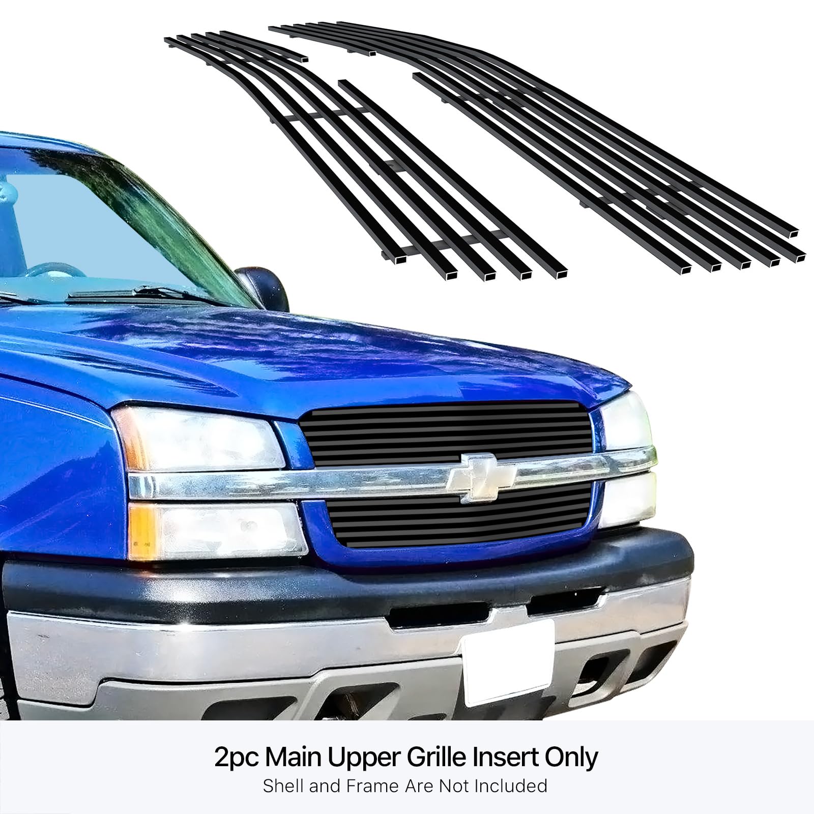 Aps 03-05 Silverado 1500/03-04 2500/03-06 Avalanche Black Billet Grille Grill Insert