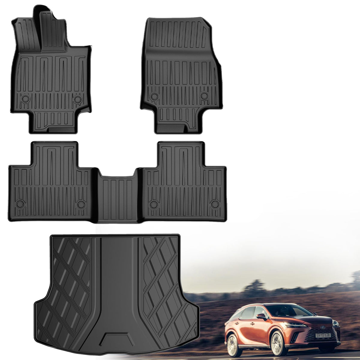 Original 2023-2025 Rx Floor Mats And Cargo Liner For Lexus Rx350/Rx350H/Rx500H (Not Fit Rx450H+ Phev Model) - Custom Fit Tpe All