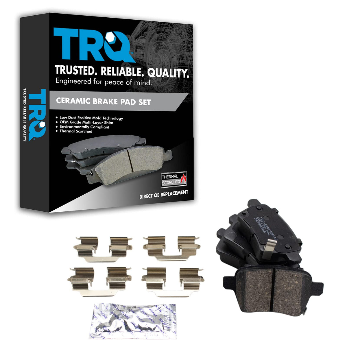 TRQ Rear Brake Pads Ceramic Compatible with 2014-2020 Fiat 500L