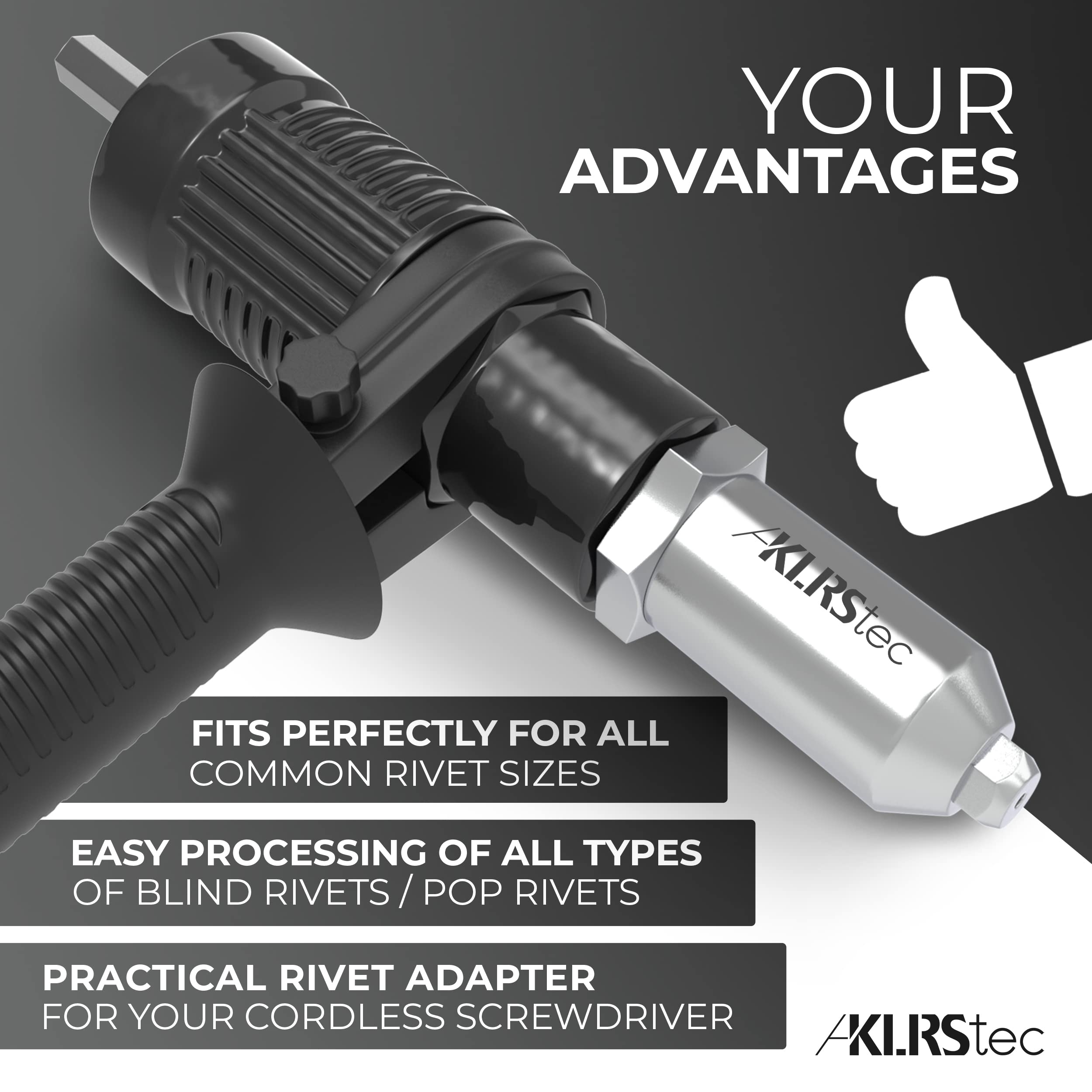 Klrstec Professional Rivet Gun Adapter - Rivet Attachment For Cordless Screwdrivers And Drills - Easy Processing For Pop Rivets