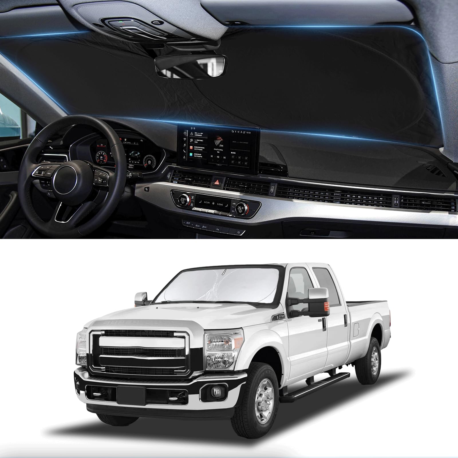 Sunshade For Ford F250 Windshield Sun Shade For Ford Super Duty F350 F450 F550 2008-2015 2016 F-450 F-550 2Door 4Door Pickup Tru