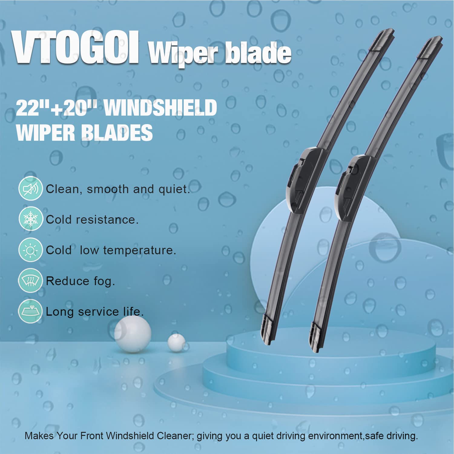 Vtogoi Wiper Blades With Rear Wiper Blades Set For Hyundai Santa Fe 2001-2005,Automotive Replacement Windshield Wiper Blades, Th