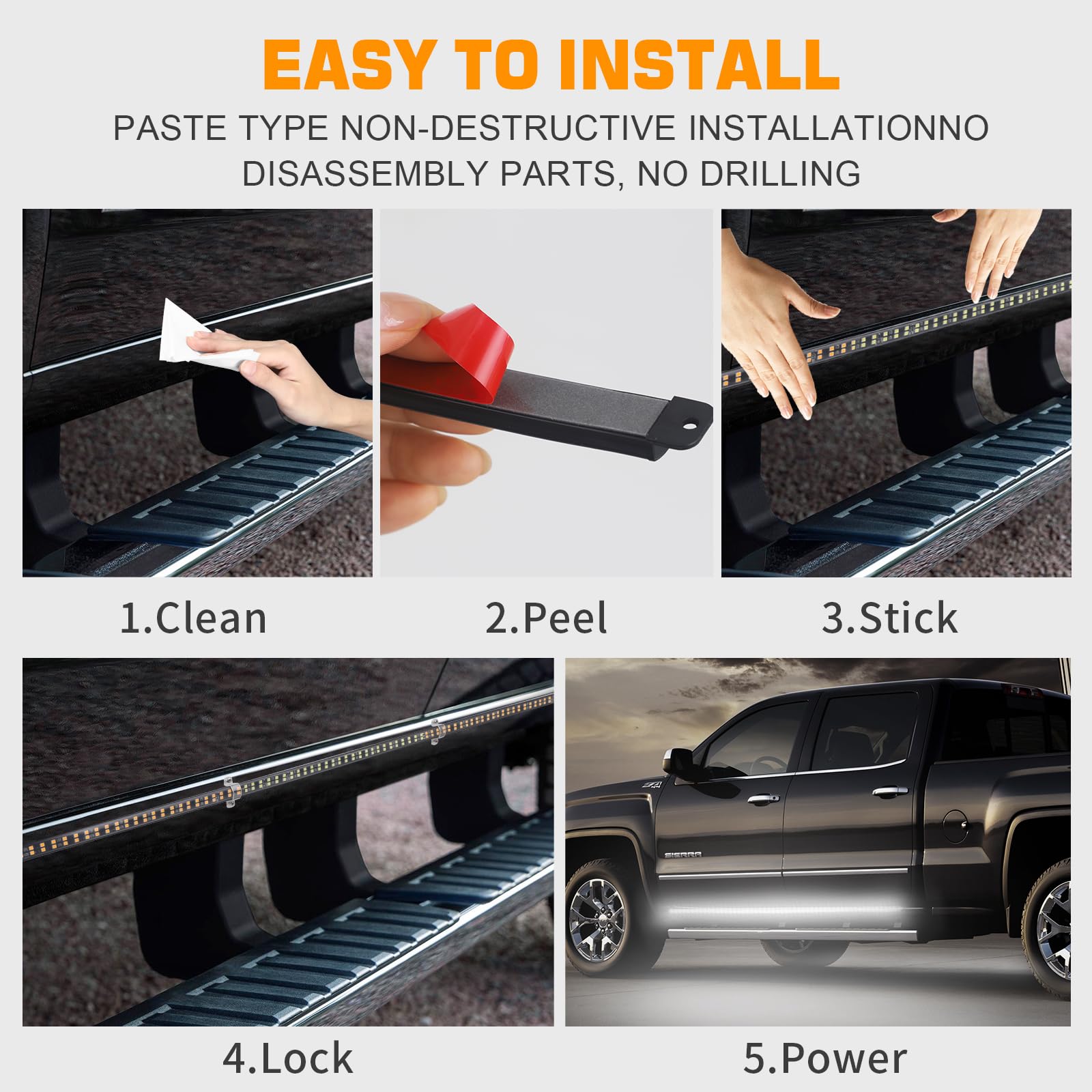 Xridonsen 2Pcs 70 Inch Emergency Truck White Strobe Lights Strip 864 Led Running Board Lights Bar Flashing Warning Hazard Safety